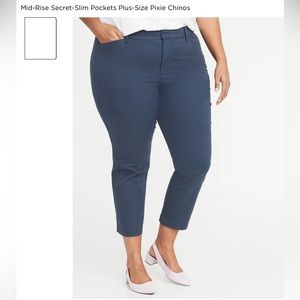 Old Navy Mid-Rise Secret-Slim Pocket Plus Size Pixie Chino Pants Sz 20 Plus Long